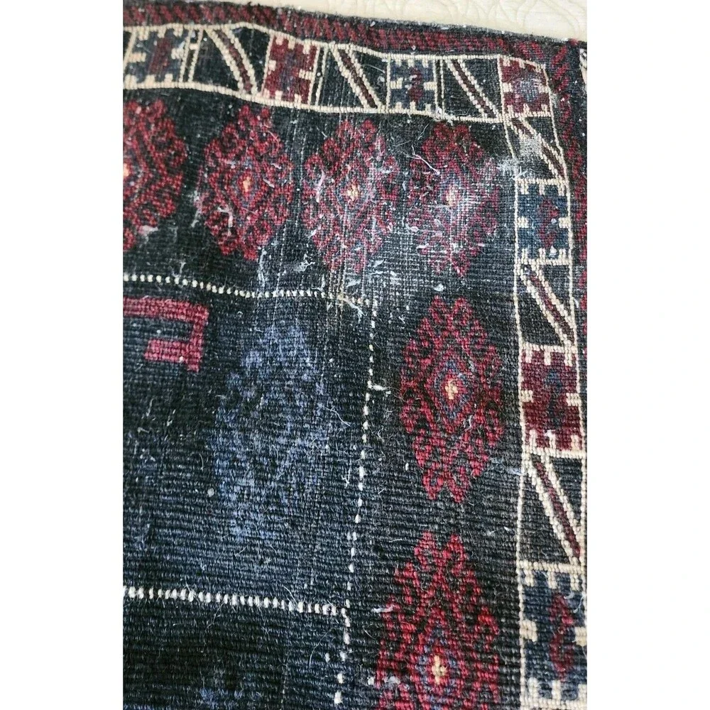Antique Hand Knotted Wool Khorjin Double Saddlebag Tribal Rug 56x31.5